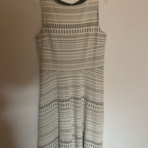 Banana Republic Black and White Patterned Midi Dress